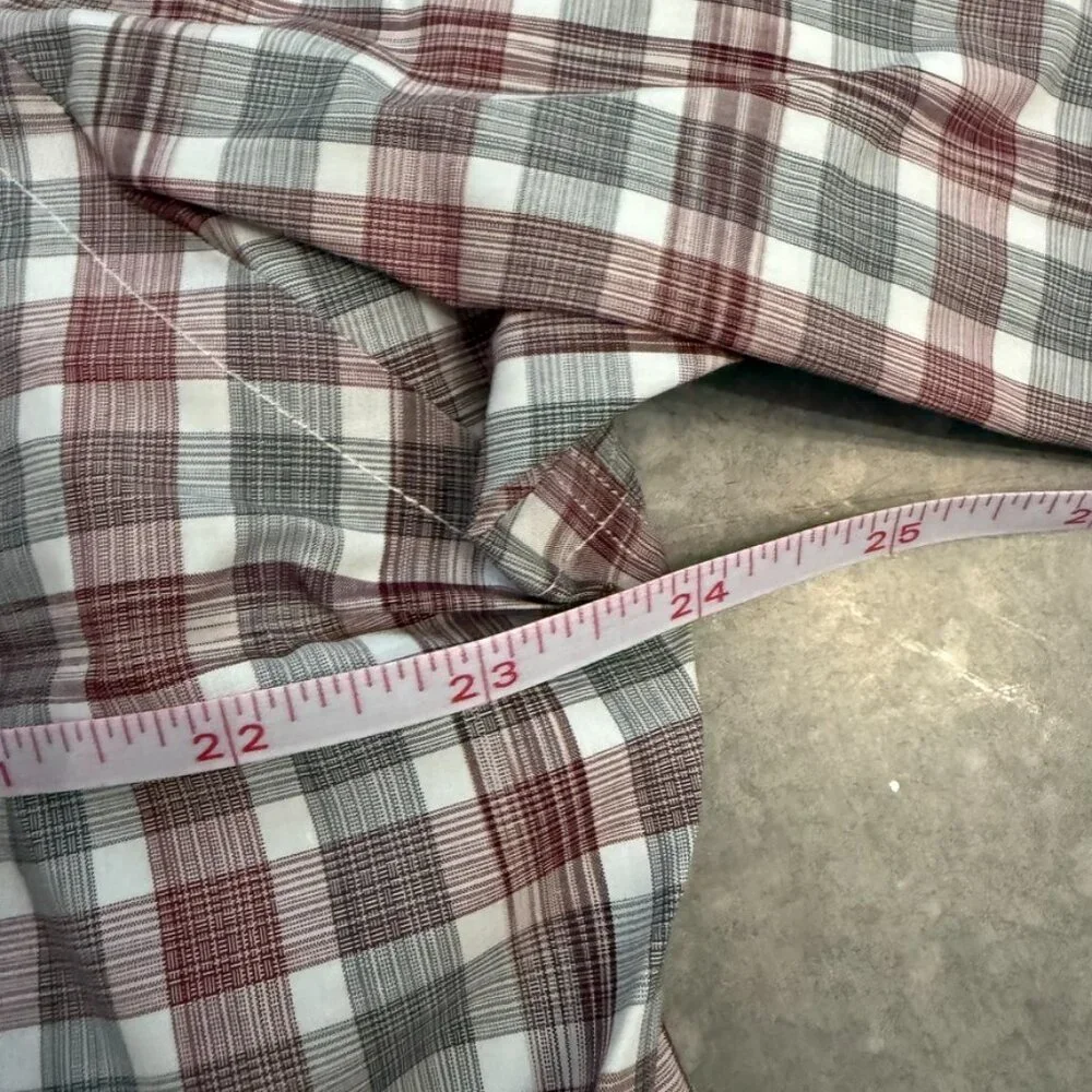 Hart Schaffner Marx Red & Gray Plaid Short Sleeve Button-Up Shirt - XL (New with